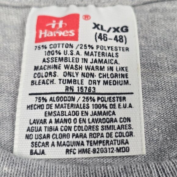 Hanes Vintage Single Stitch Gray Pocket T-Shirt XL 46-48 75% Cotton 25% Polyeste - Picture 5 of 8